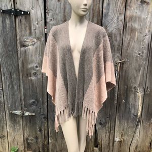Pink and Grey Knitted Shawl